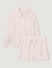 Women's Woven Button Down Shirt & Short Set