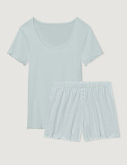 Women's Cotton Pointelle Rib Tee & Short Set