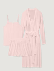 Women's Second Skin Robe, Luxe Rib Cami & Short Set