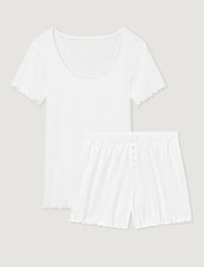 Women's Cotton Pointelle Rib Tee & Short Set